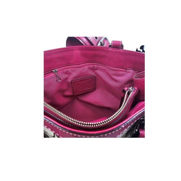 Coach Signature Bag – Brown Jacquard with Pink Leather Trim - Picture 5 of 8